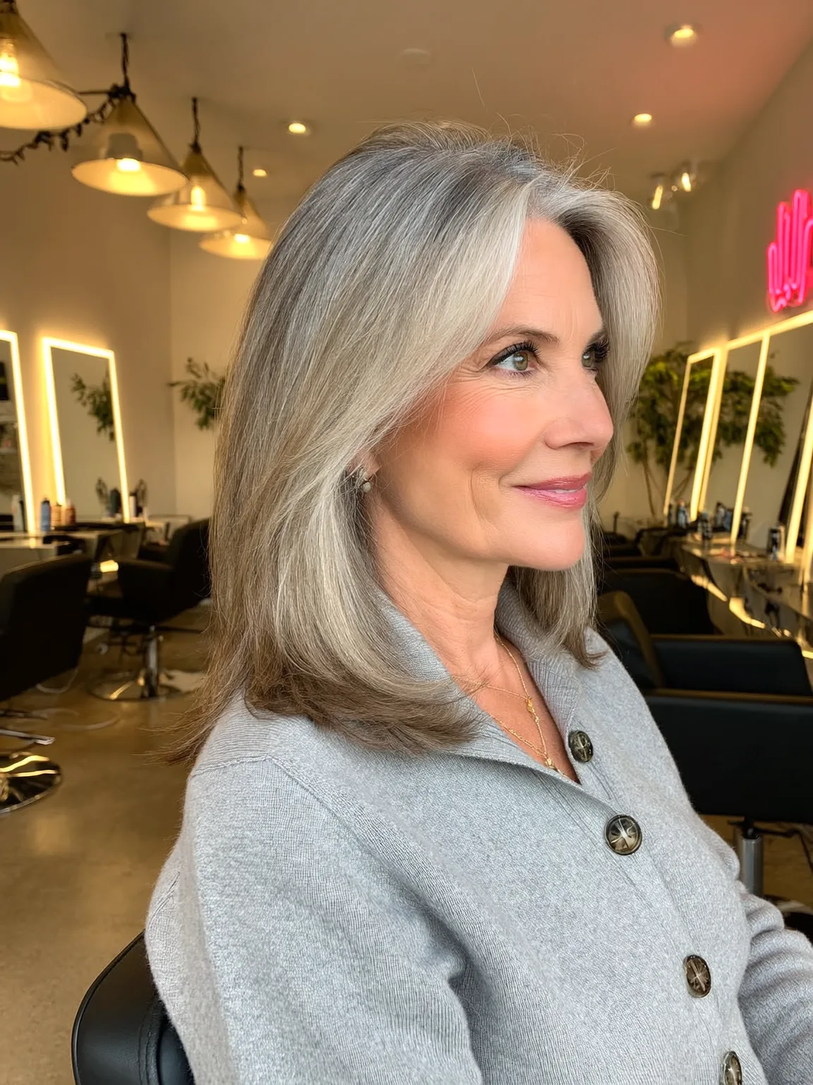 Straight Layered Cut with Silver and Ash Blonde Blend